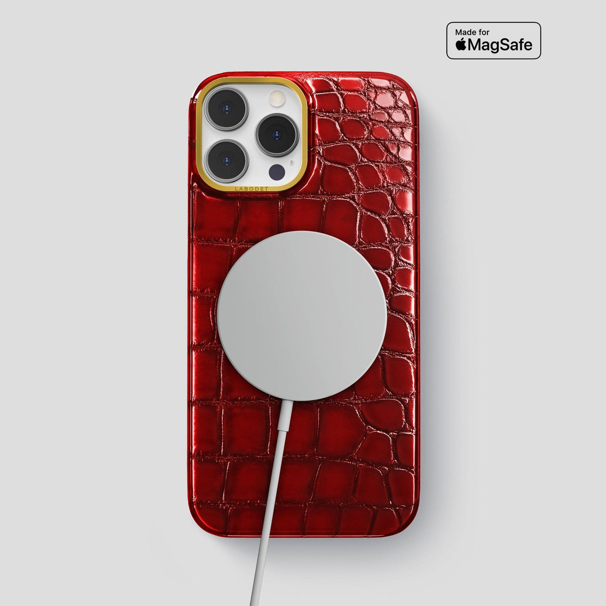 Burgundy iPhone 15 Pro Max Classic Case Patina Alligator with Gold Metal -5 | Burgundy-Gold