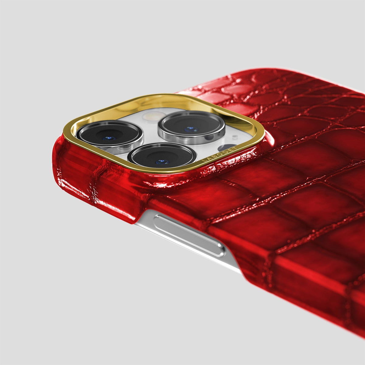 Burgundy iPhone 15 Pro Max Classic Case Patina Alligator with Gold Metal -6 | Burgundy-Gold