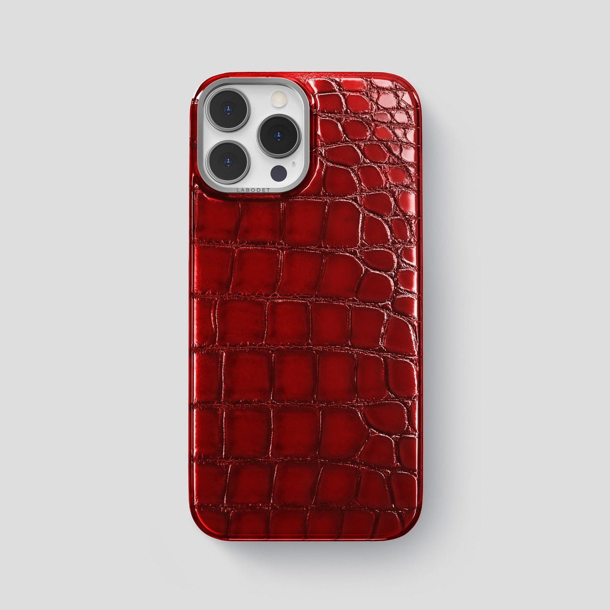Burgundy iPhone 15 Pro Max Classic Case Patina Alligator with Steel Metal -1 | Burgundy-Steel