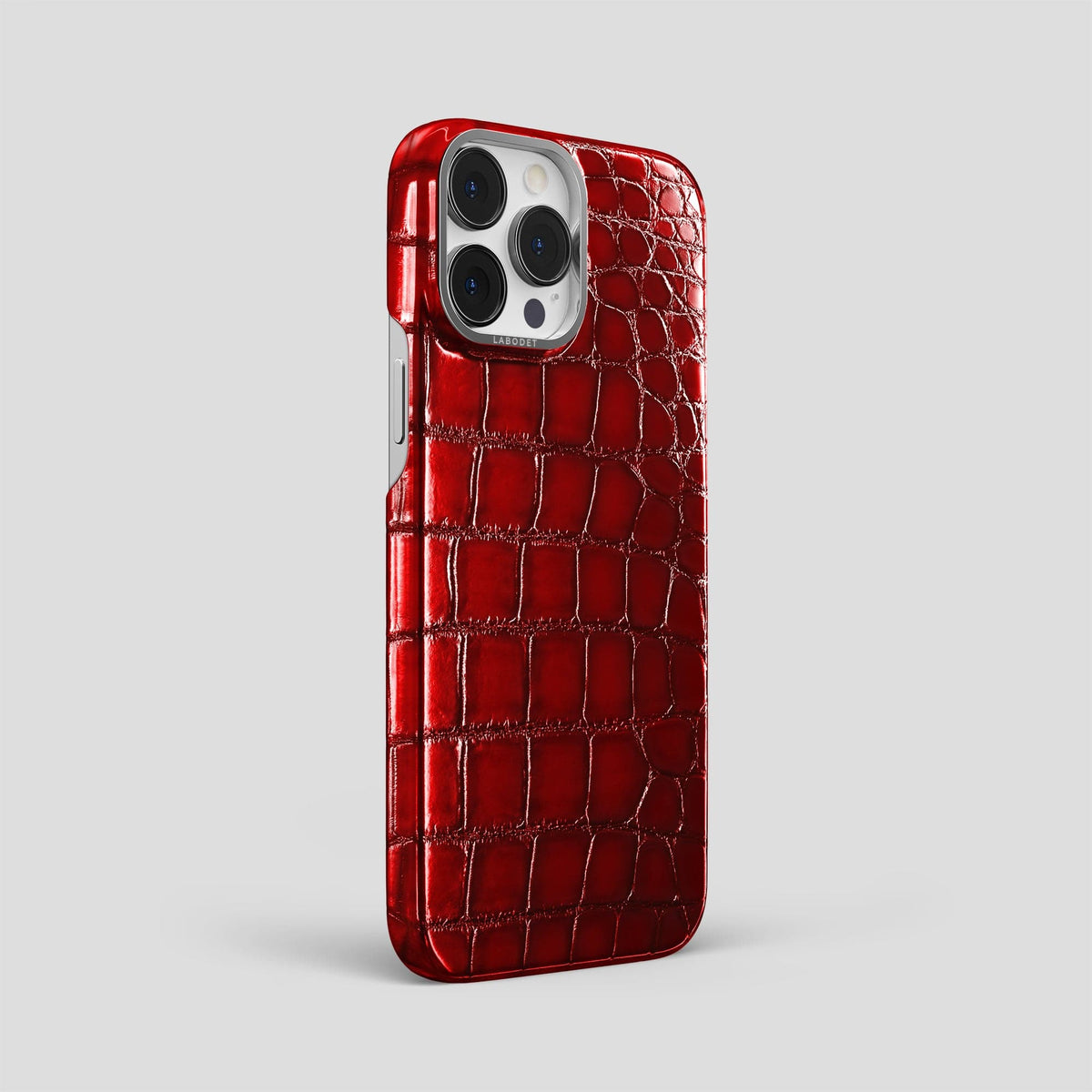Burgundy iPhone 15 Pro Max Classic Case Patina Alligator with Steel Metal -2 | Burgundy-Steel
