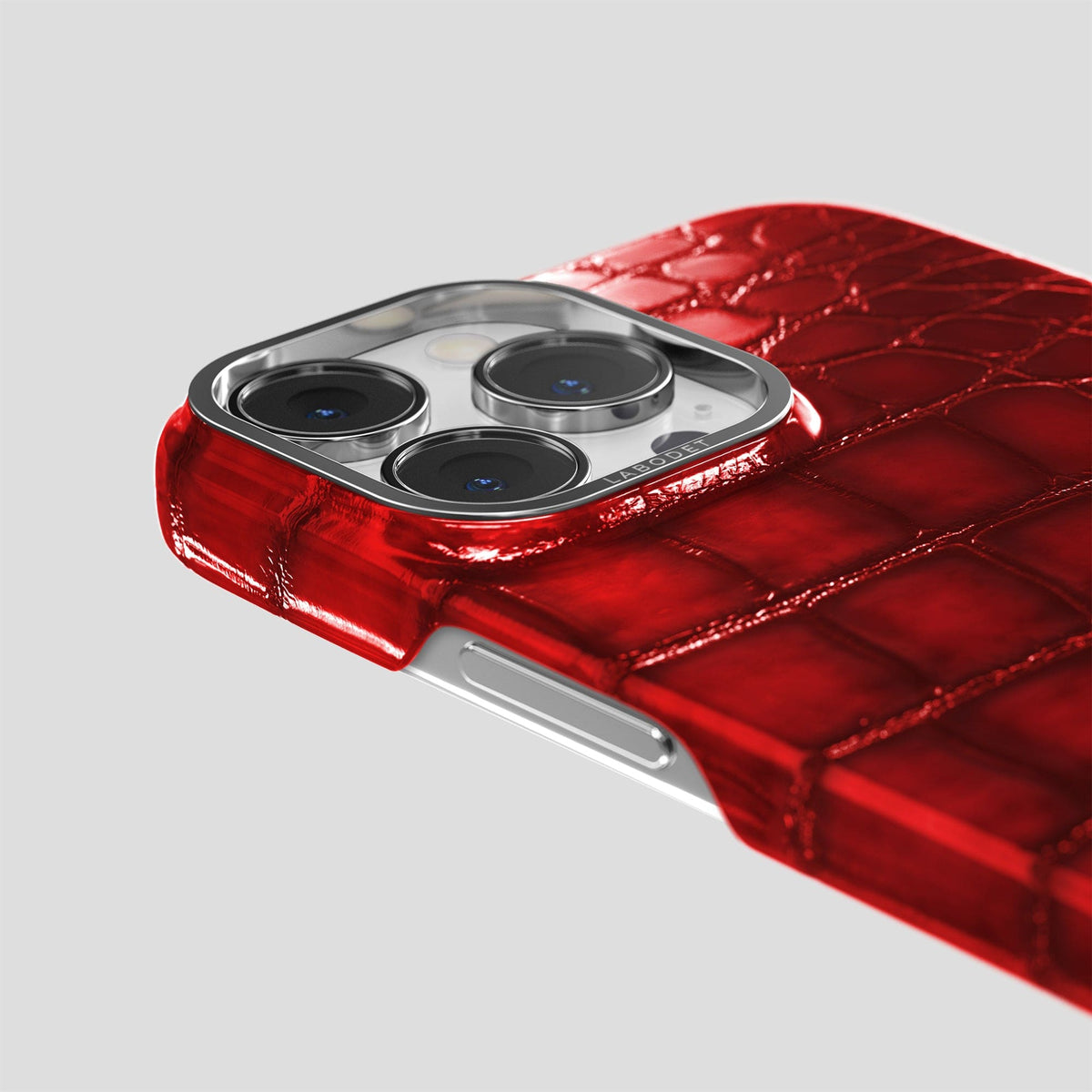 Burgundy iPhone 15 Pro Max Classic Case Patina Alligator with Steel Metal -6 | Burgundy-Steel