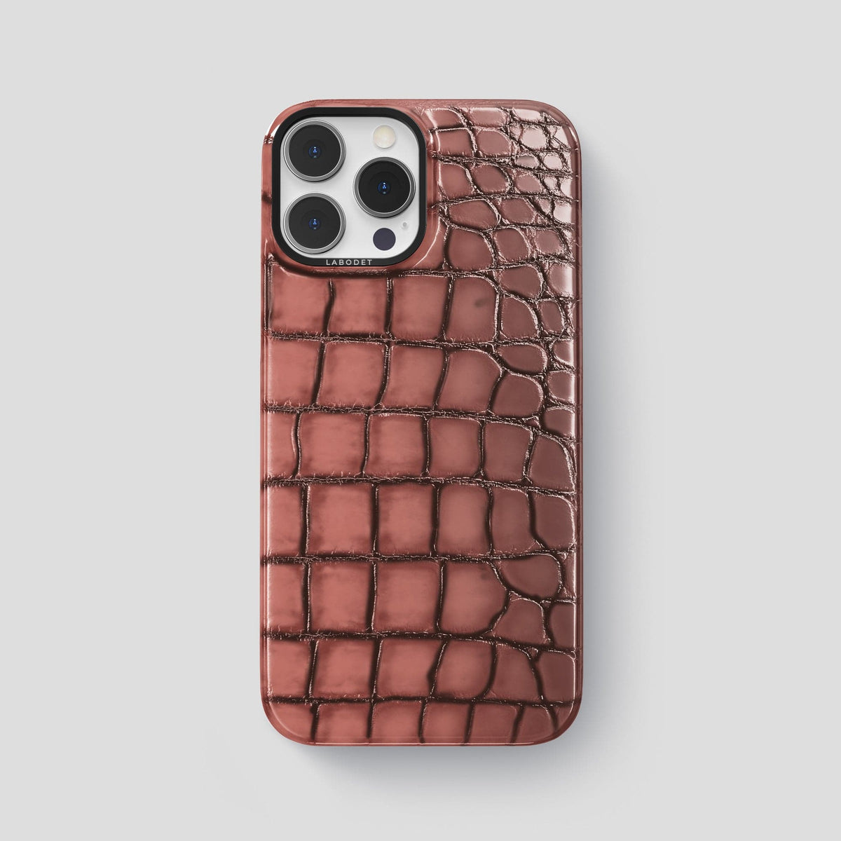 Wine-Sediment iPhone 15 Pro Max Classic Case Patina Alligator with Black Metal -1 | Wine-Sediment-Black