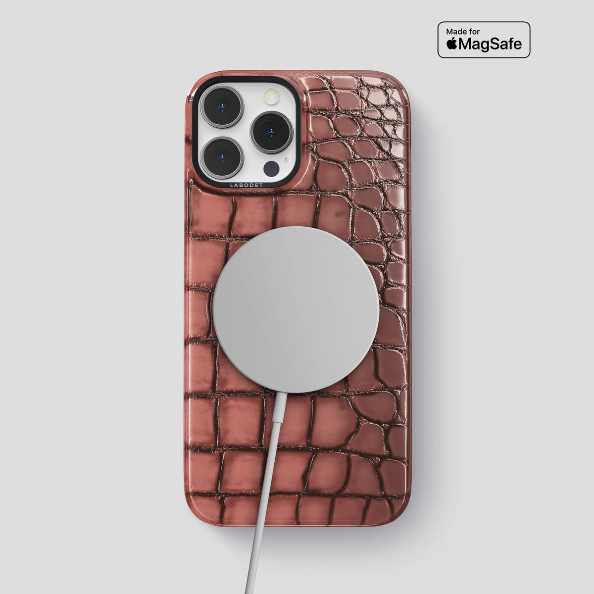 Wine-Sediment iPhone 15 Pro Max Classic Case Patina Alligator with Black Metal -5 | Wine-Sediment-Black