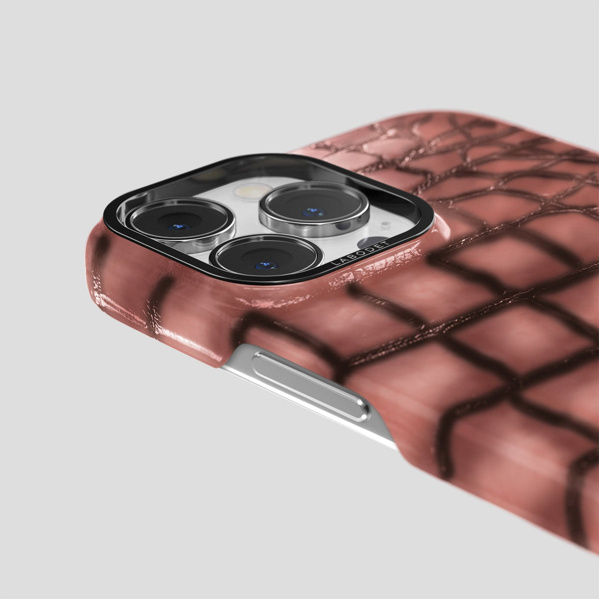 Wine-Sediment iPhone 15 Pro Max Classic Case Patina Alligator with Black Metal -6 | Wine-Sediment-Black