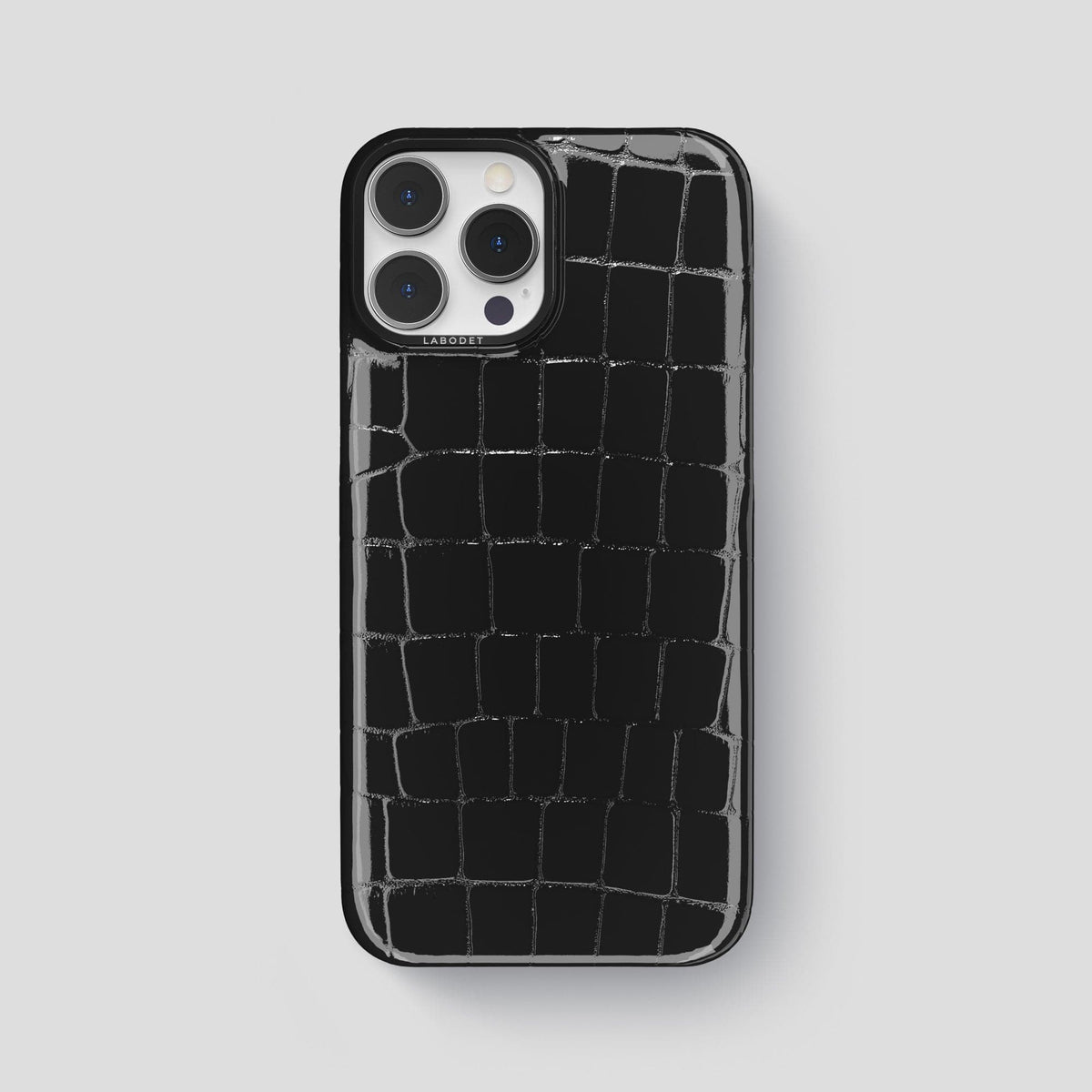 Black iPhone 15 Pro Max Classic Case Shiny Alligator with Black Metal -1 | Black-Black