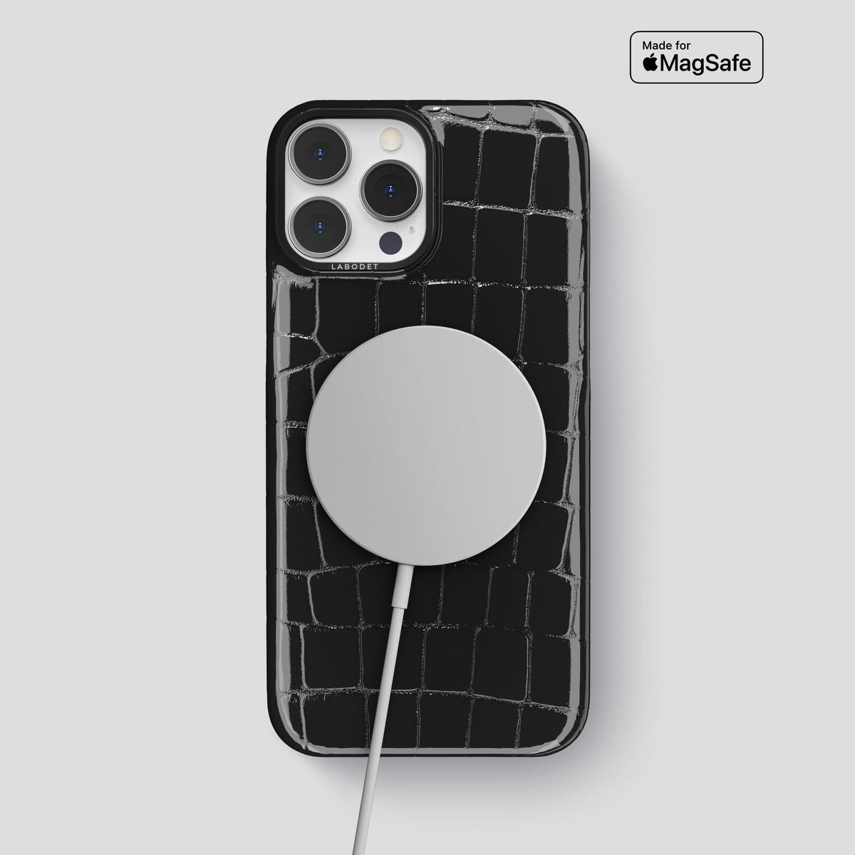 Black iPhone 15 Pro Max Classic Case Shiny Alligator with Black Metal -5 | Black-Black