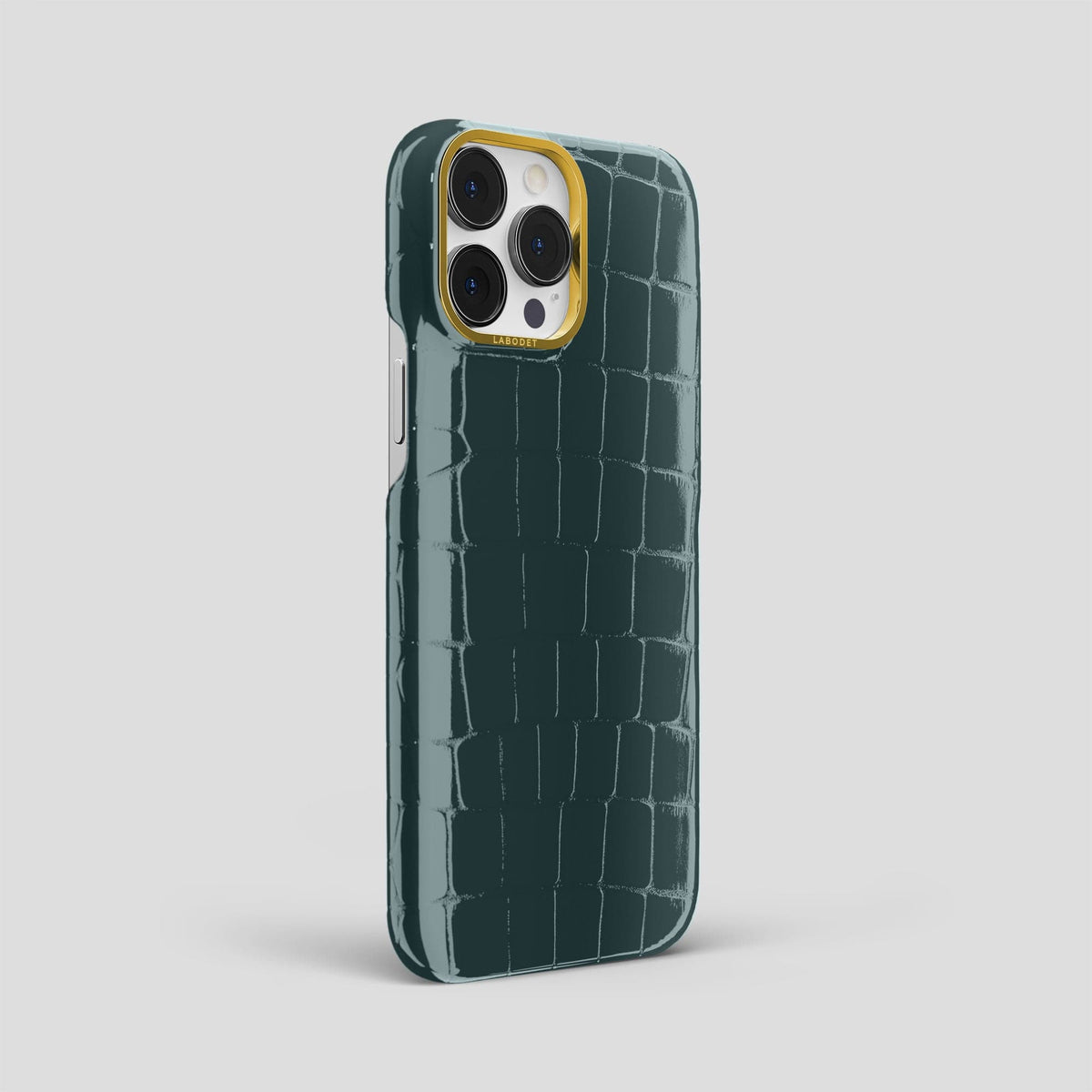 Duck Blue iPhone 15 Pro Max Classic Case Shiny Alligator with Gold Metal -2 | Duck-Blue-Gold