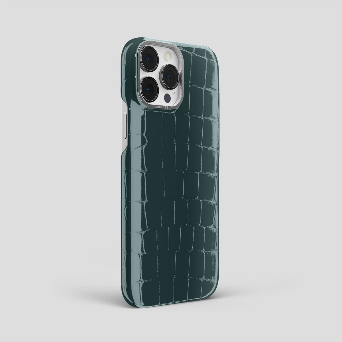 Duck Blue iPhone 15 Pro Max Classic Case Shiny Alligator with Steel Metal -2 | Duck-Blue-Steel