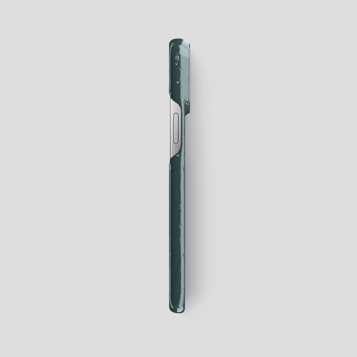 Duck Blue iPhone 15 Pro Max Classic Case Shiny Alligator with Steel Metal -3 | Duck-Blue-Steel