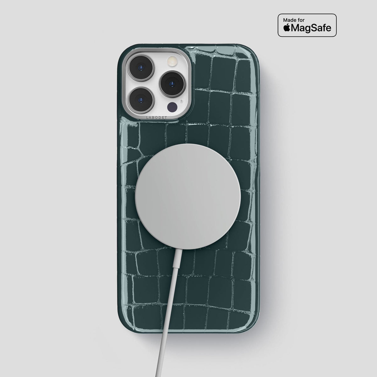 Duck Blue iPhone 15 Pro Max Classic Case Shiny Alligator with Steel Metal -5 | Duck-Blue-Steel