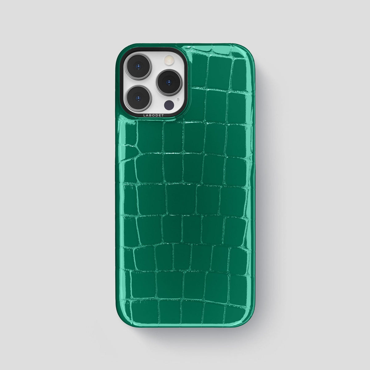 Green iPhone 15 Pro Max Classic Case Shiny Alligator with Black Metal -1 | Green-Black
