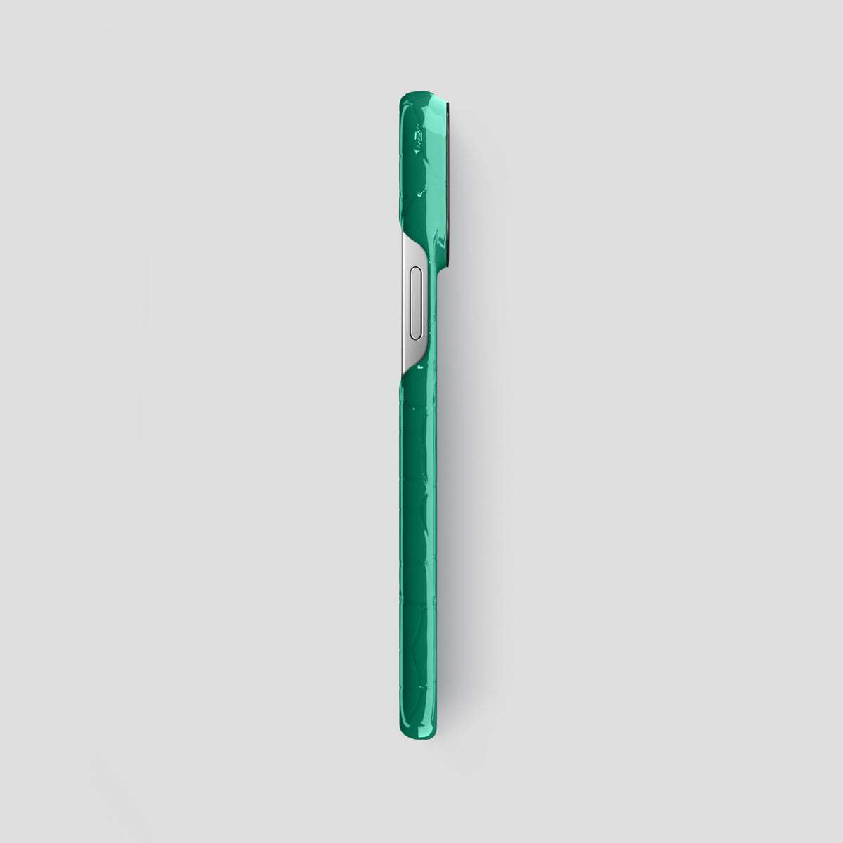 Green iPhone 15 Pro Max Classic Case Shiny Alligator with Black Metal -3 | Green-Black
