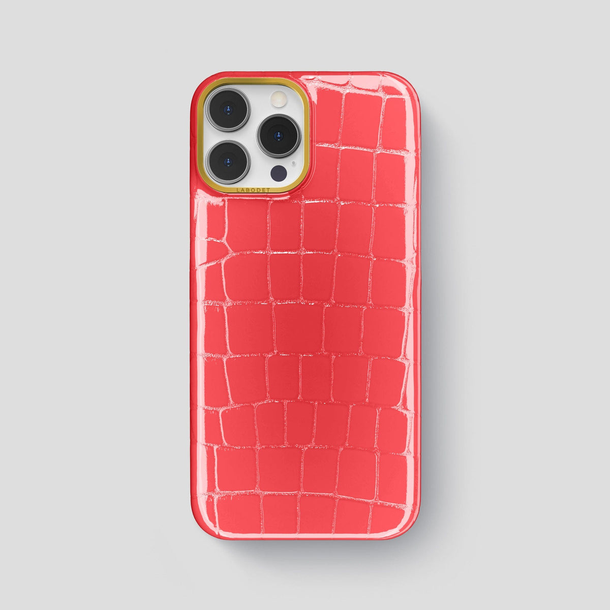 Papaya iPhone 14 Pro Max Classic Case Shiny Alligator with Gold Metal -1 | Papaya-Gold