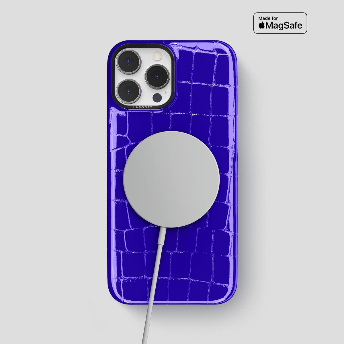 Royal Blue iPhone 15 Pro Max Classic Case Shiny Alligator with Black Metal -5 | Royal-Blue-Black