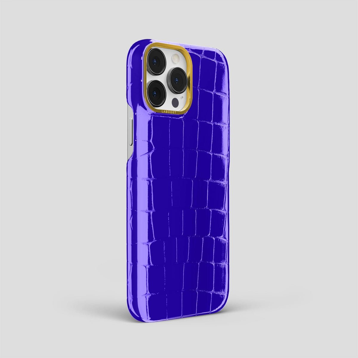 Royal Blue iPhone 15 Pro Max Classic Case Shiny Alligator with Gold Metal -2 | Royal-Blue-Gold