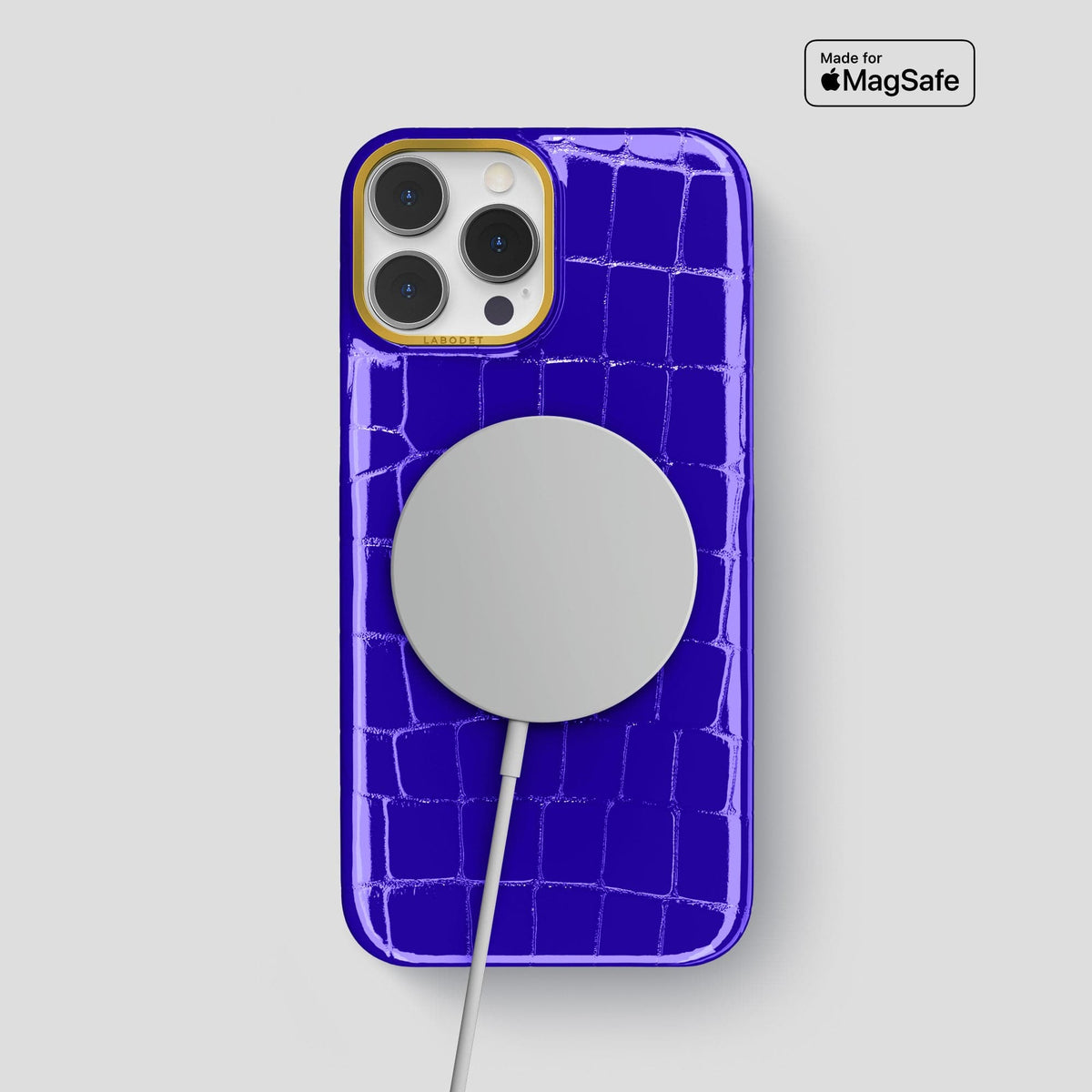 Royal Blue iPhone 15 Pro Max Classic Case Shiny Alligator with Gold Metal -5 | Royal-Blue-Gold