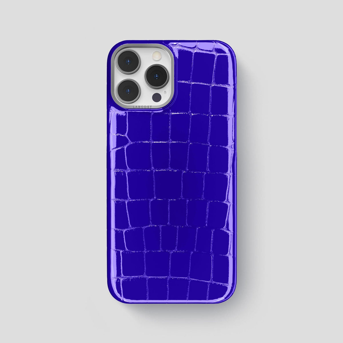Royal Blue iPhone 15 Pro Max Classic Case Shiny Alligator with Steel Metal -1 | Royal-Blue-Steel