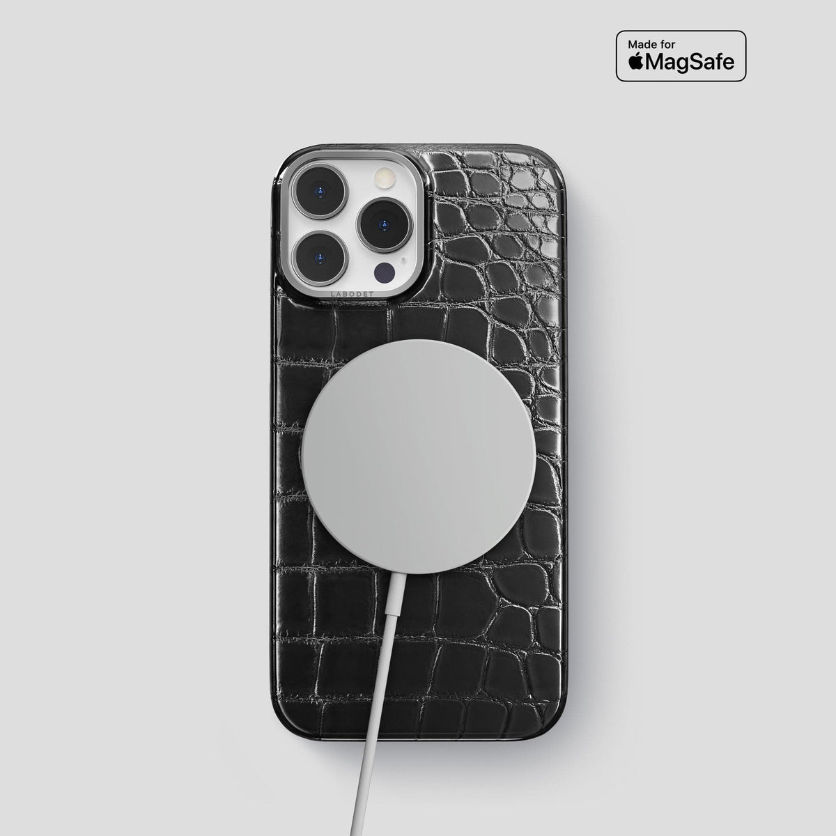 Havana-Black iPhone 15 Pro Classic Case Patina Alligator with Steel Metal -5 | Havana-Black-Steel