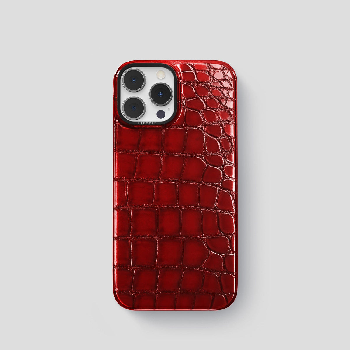 Burgundy iPhone 15 Pro Classic Case Patina Alligator with Black Metal -1 | Burgundy-Black
