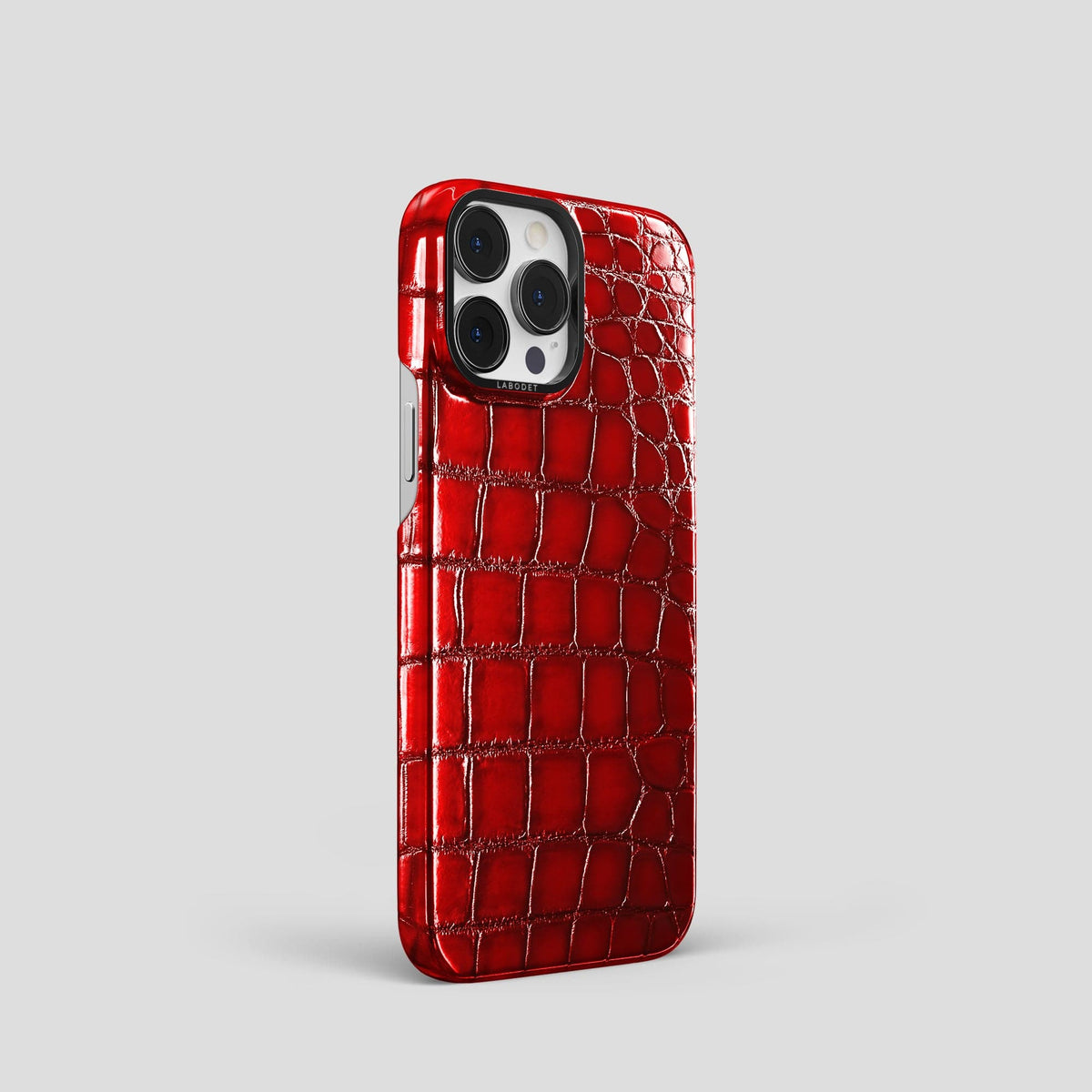 Burgundy iPhone 15 Pro Classic Case Patina Alligator with Black Metal -2 | Burgundy-Black
