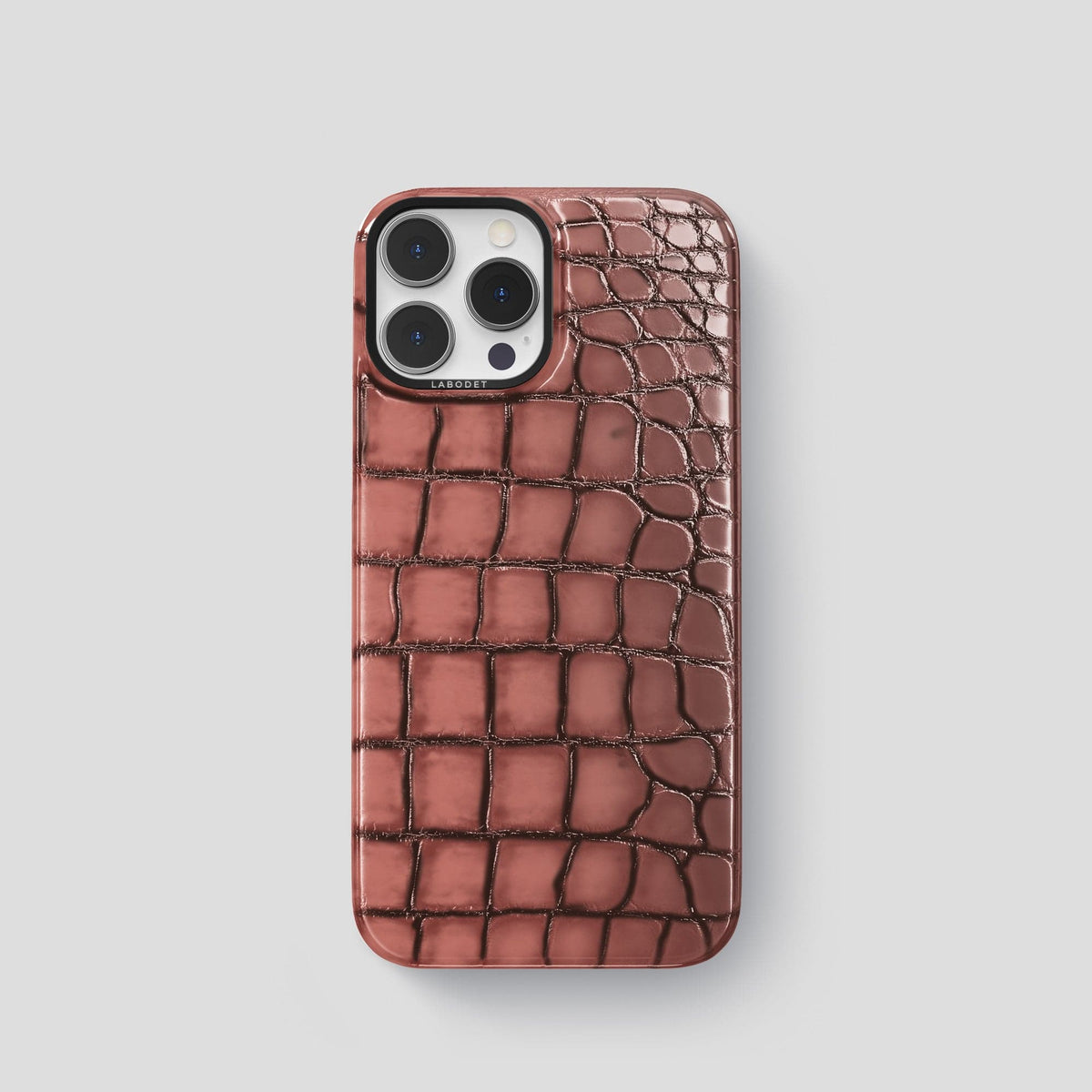 Wine-Sediment iPhone 15 Pro Classic Case Patina Alligator with Black Metal -1 | Wine-Sediment-Black