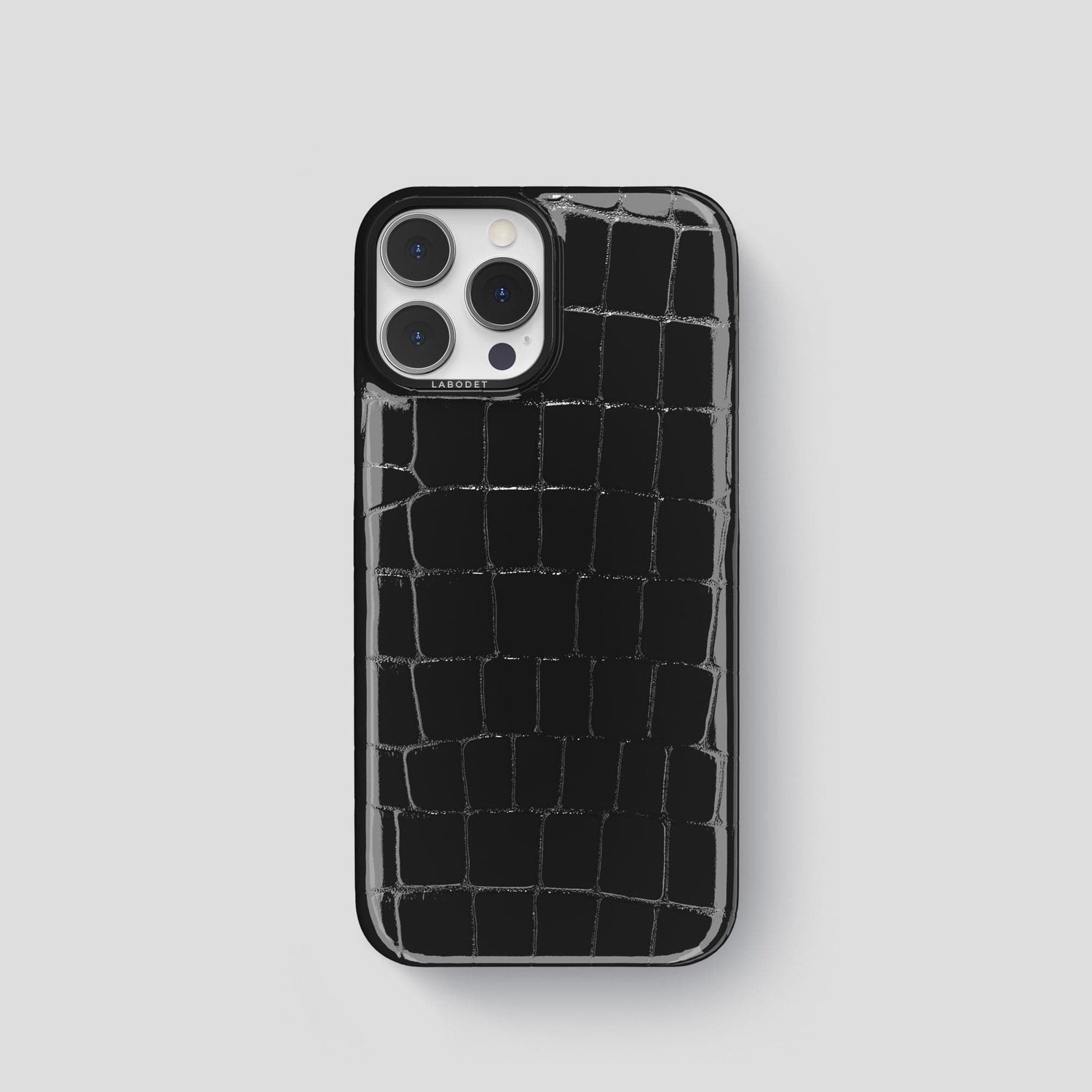 Black iPhone 15 Pro Shiny Alligator with Black Metal -1 | Black-Black