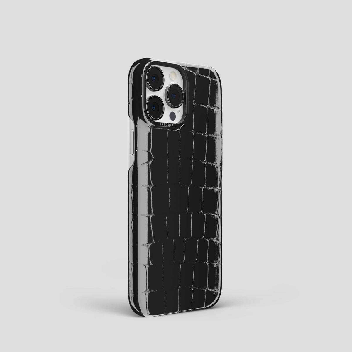Black iPhone 15 Pro Shiny Alligator with Black Metal -2 | Black-Black