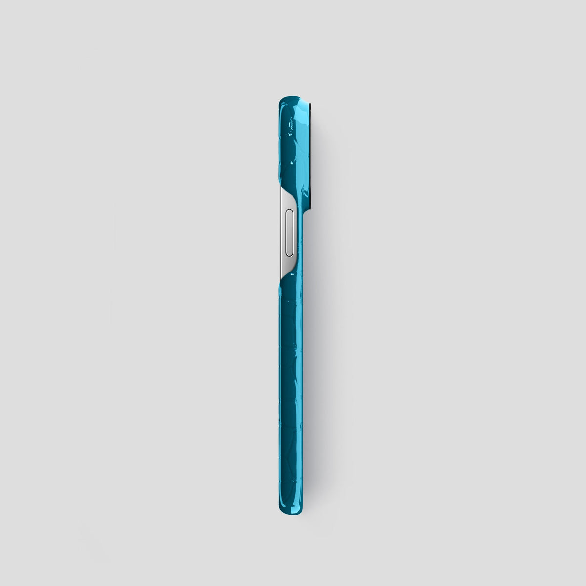 Blue iPhone 15 Pro Shiny Alligator with Black Metal -3 | Blue-Black