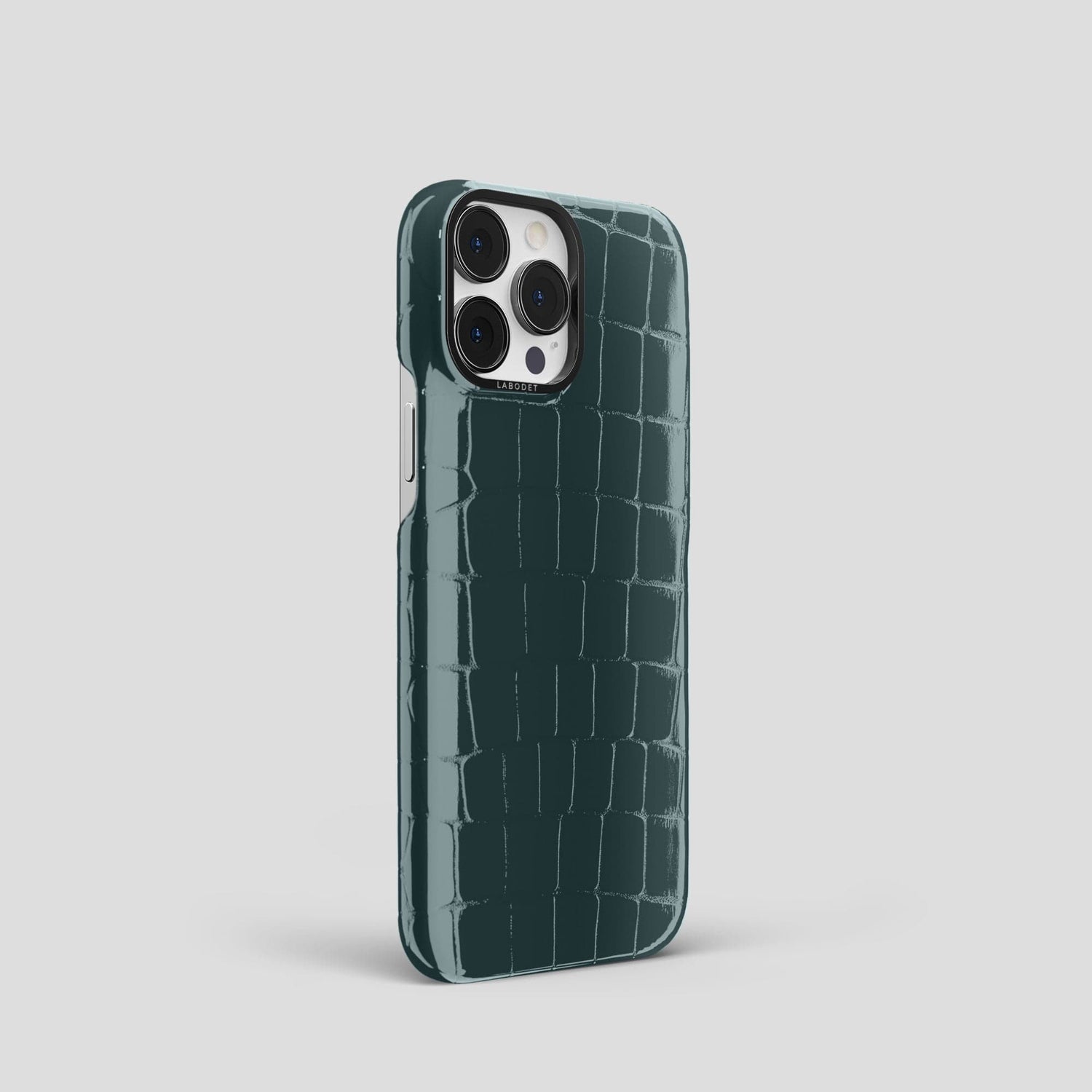 Duck Blue iPhone 15 Pro Shiny Alligator with Black Metal -2 | Duck-Blue-Black