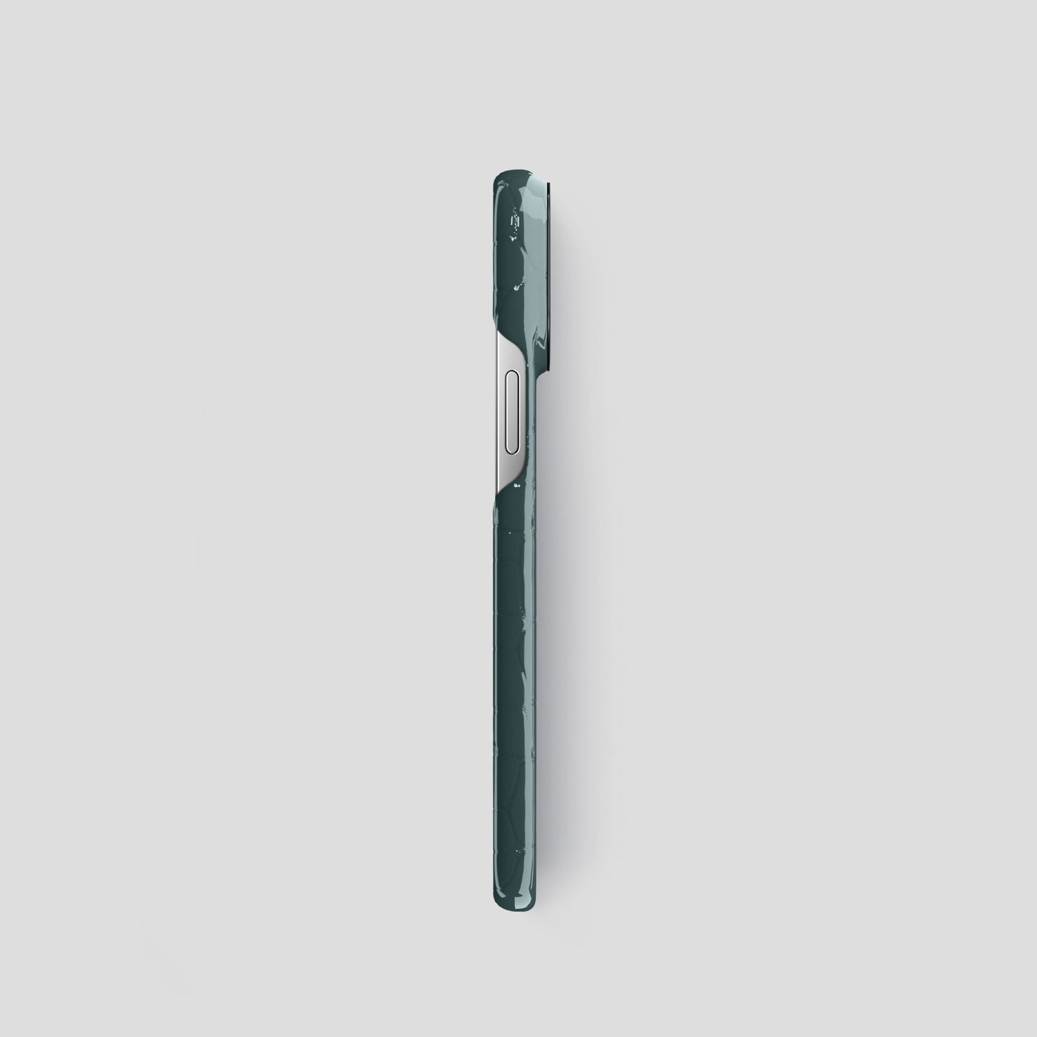 Duck Blue iPhone 15 Pro Shiny Alligator with Black Metal -3 | Duck-Blue-Black