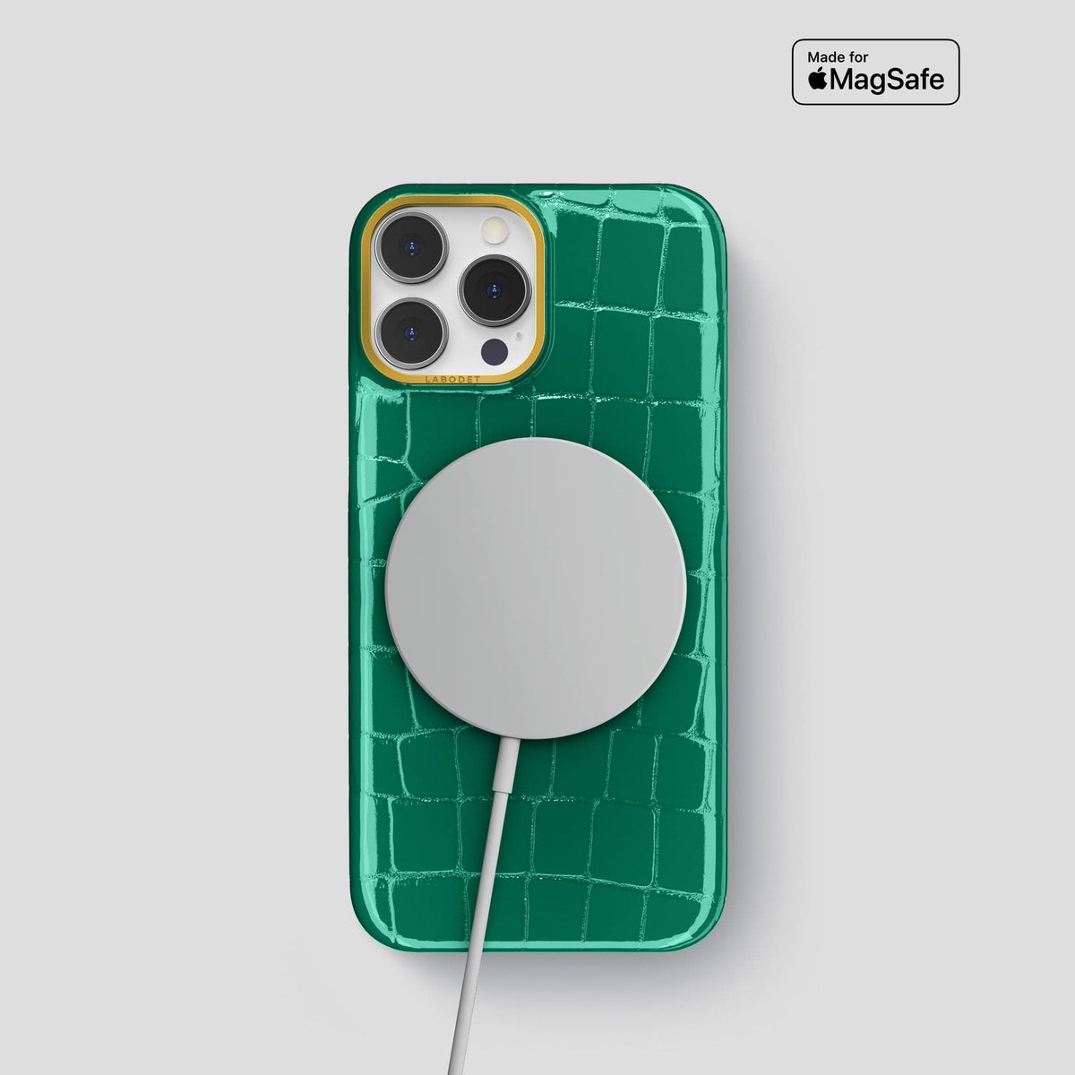 Green iPhone 15 Pro Shiny Alligator with Gold Metal -5 | Green-Gold