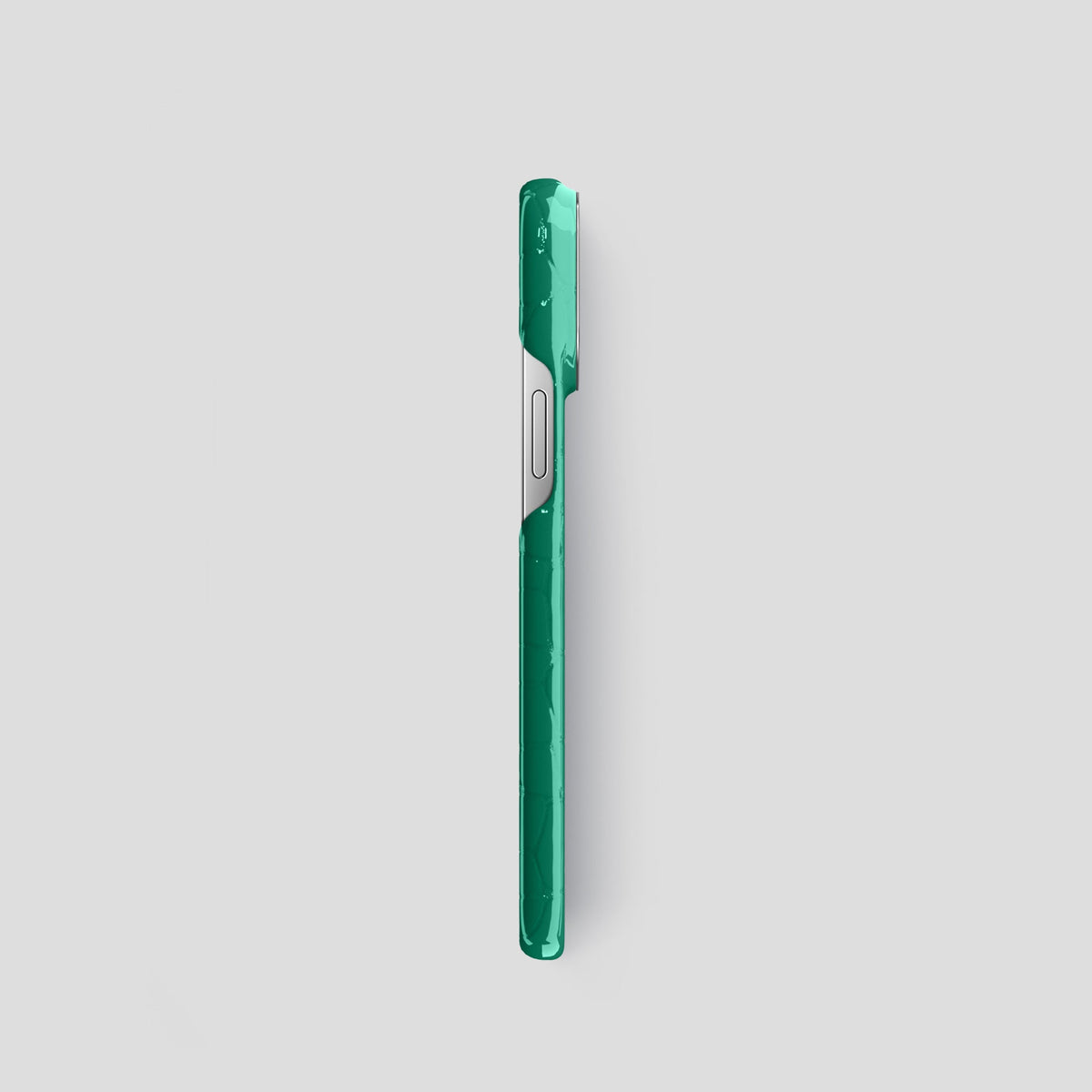 Green iPhone 15 Pro Shiny Alligator with Steel Metal -3 | Green-Steel