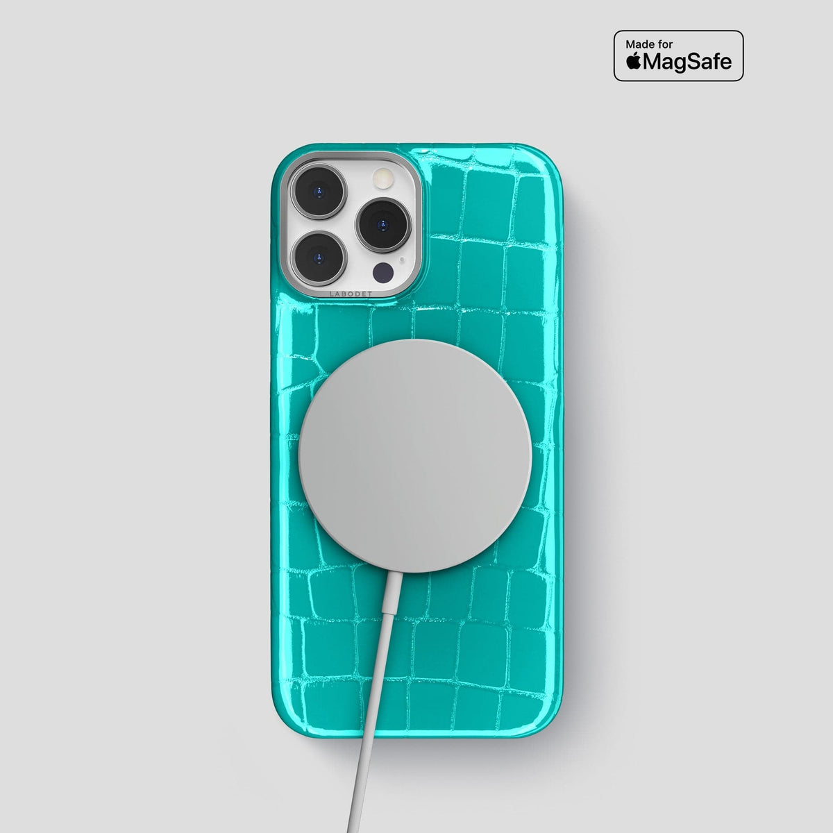 Mint iPhone 15 Pro Shiny Alligator with Steel Metal -5 | Mint-Steel