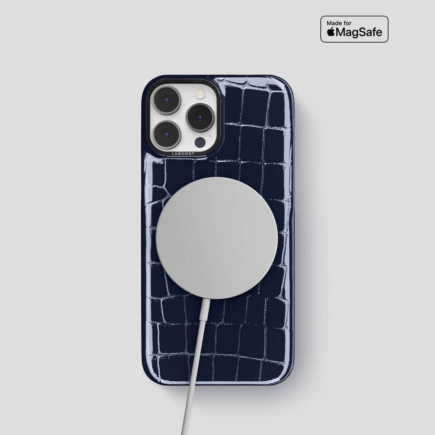 Navy-Blue iPhone 15 Pro Shiny Alligator with Black Metal -5 | Navy-Blue-Black