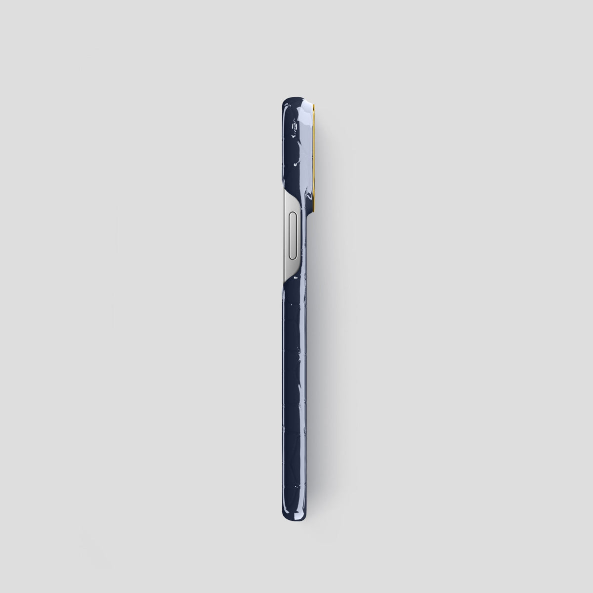 Navy-Blue iPhone 15 Pro Shiny Alligator with Gold Metal -3 | Navy-Blue-Gold