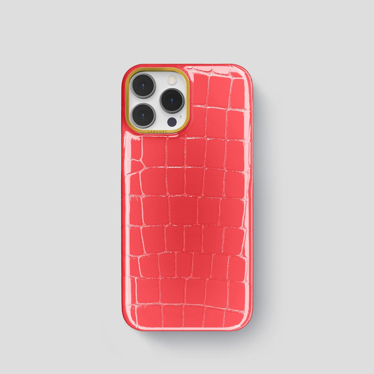 Papaya iPhone 14 Shiny Alligator with Gold Metal -1 | Papaya-Gold