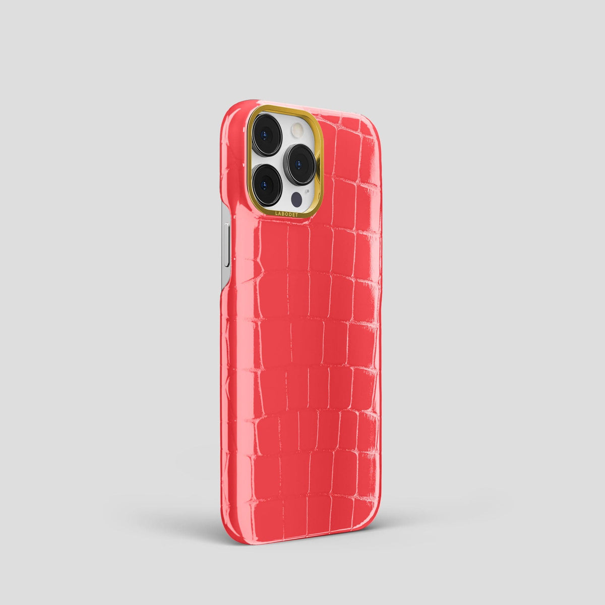 Papaya iPhone 14 Shiny Alligator with Gold Metal -2 | Papaya-Gold