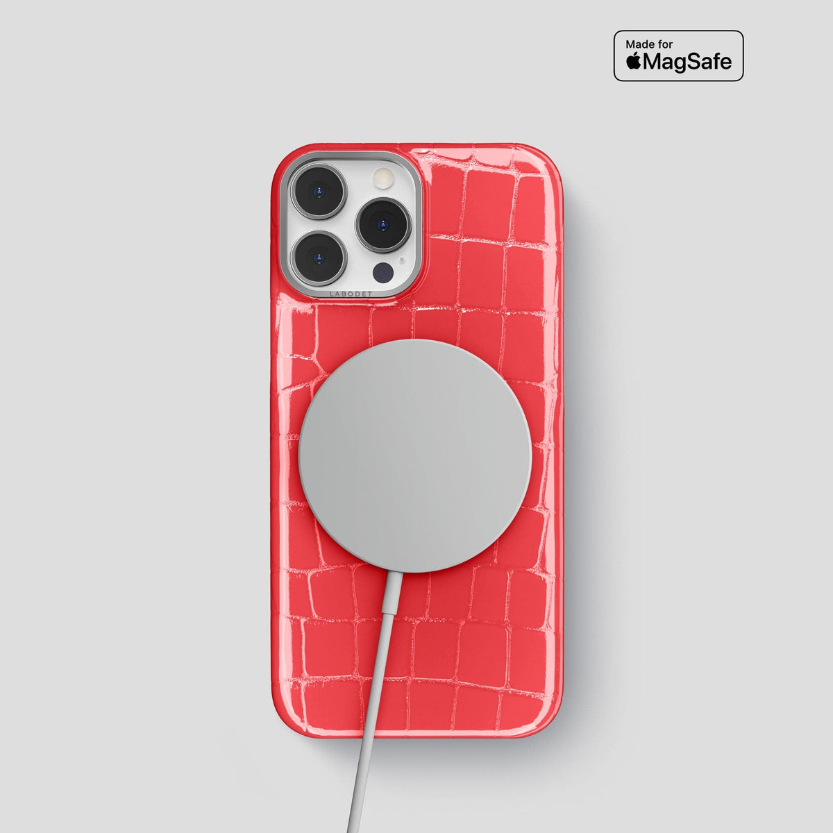 Papaya iPhone 14 Shiny Alligator with Steel Metal -5 | Papaya-Steel