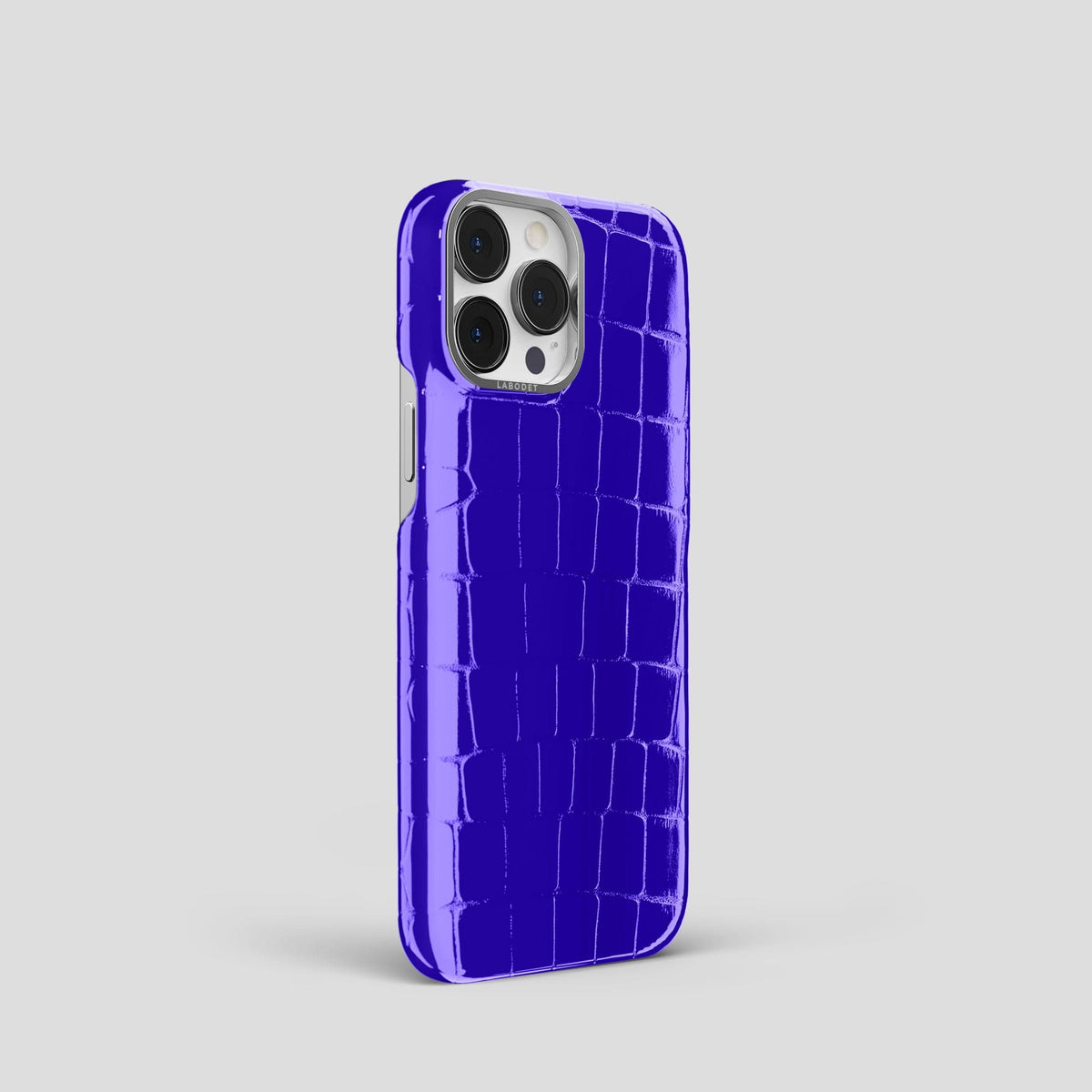 Royal Blue iPhone 15 Pro Shiny Alligator with Steel Metal -2 | Royal-Blue-Steel