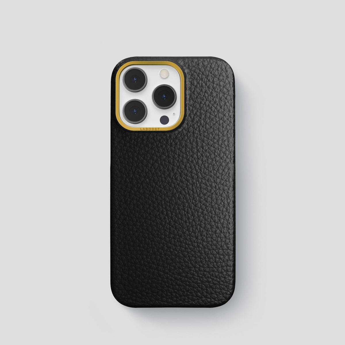 Black iPhone 15 Pro Classic Case Calf with Gold Metal -1 | Black-Gold