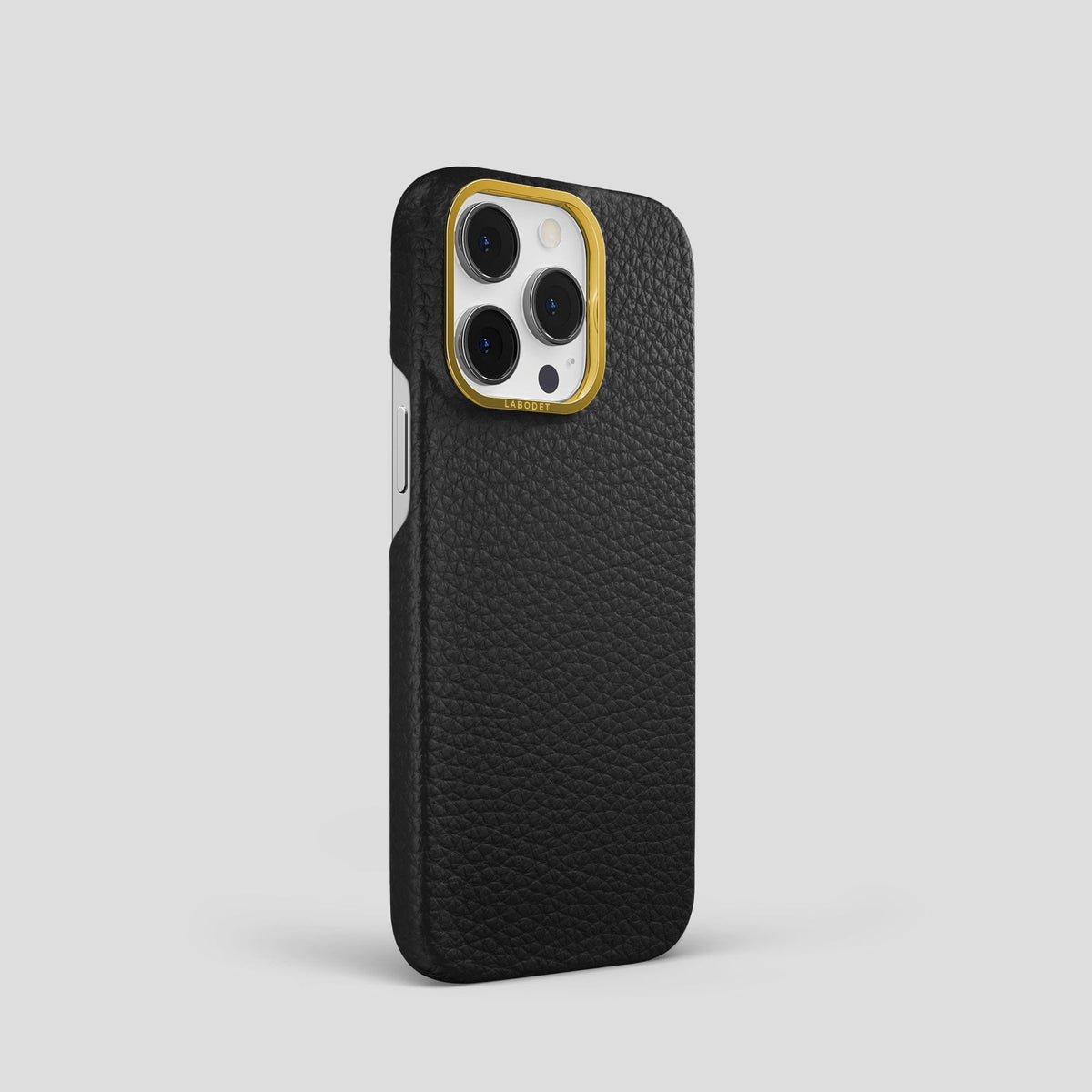 Black iPhone 15 Pro Classic Case Calf with Gold Metal -2 | Black-Gold