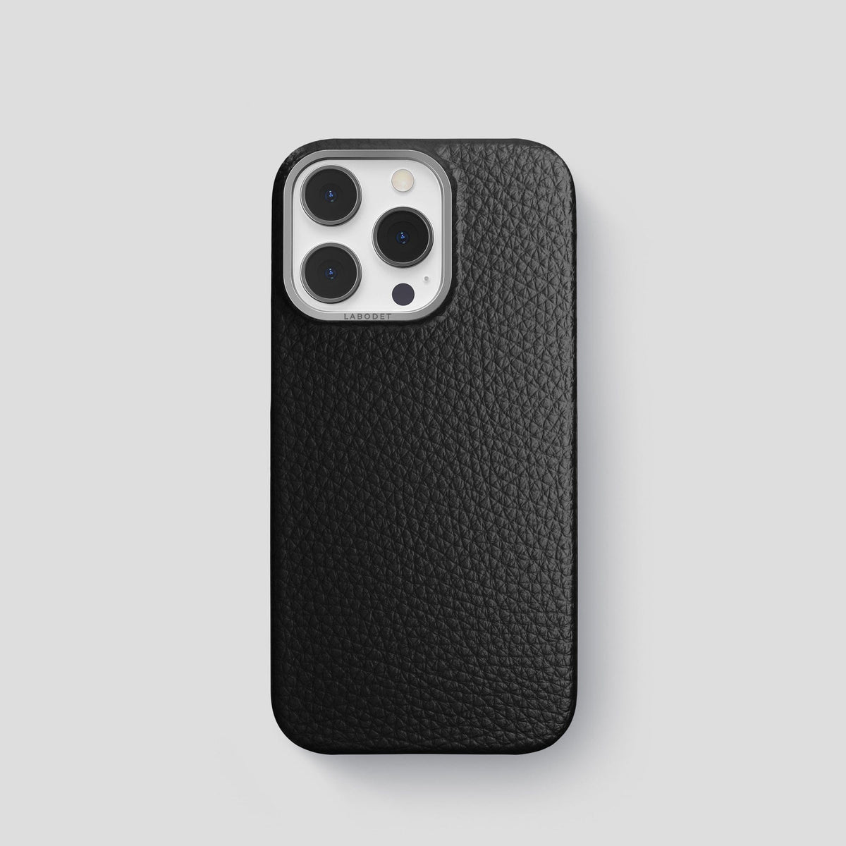 Black iPhone 15 Pro Classic Case Calf with Steel Metal -1 | Black-Steel