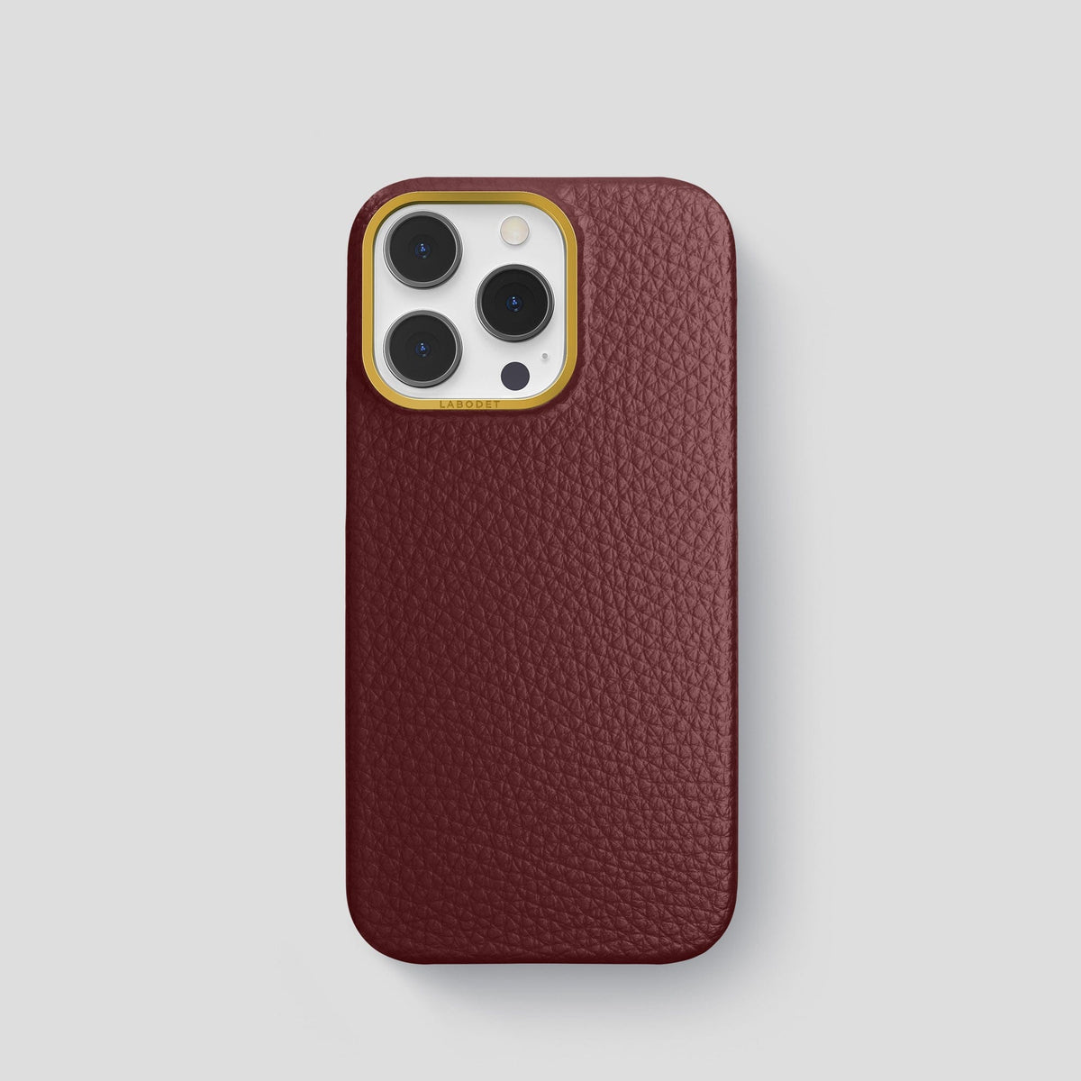 Bordeaux iPhone 15 Pro Classic Case Calf with Gold Metal -1 | Bordeaux-Gold