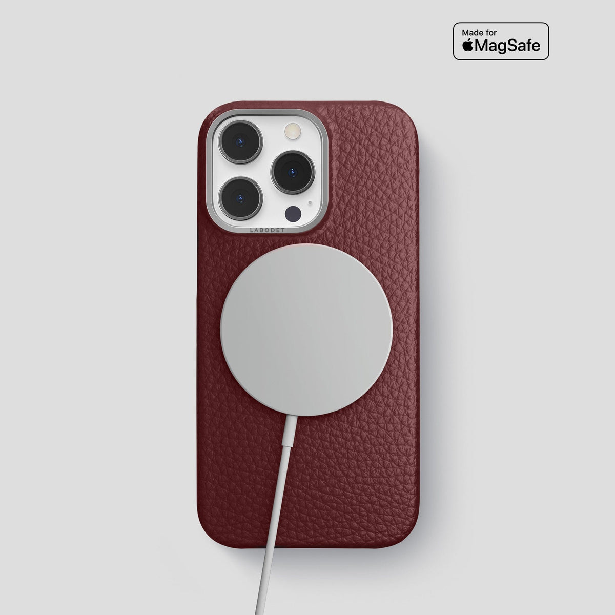 Bordeaux iPhone 15 Pro Classic Case Calf with Steel Metal -5 | Bordeaux-Steel