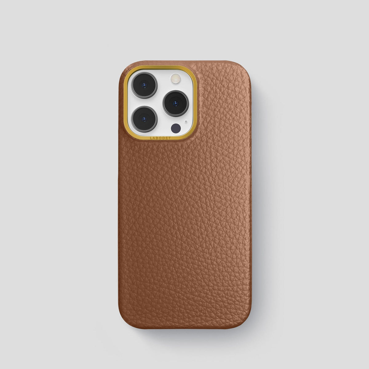 Caramel iPhone 15 Pro Classic Case Calf with Gold Metal -1 | Caramel-Gold