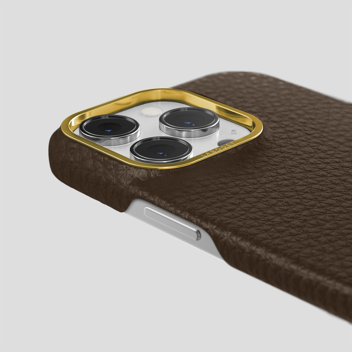 Dark Brown iPhone 15 Pro Classic Case Calf with Gold Metal -6 | Dark-Brown-Gold