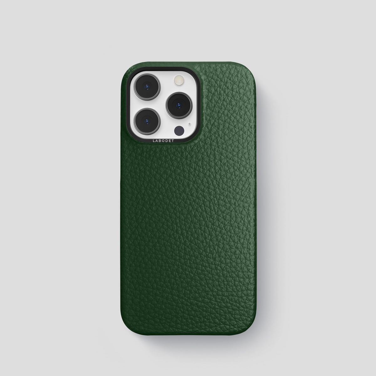 Dark Green iPhone 15 Pro Classic Case Calf with Black Metal -1 | Dark-Green-Black