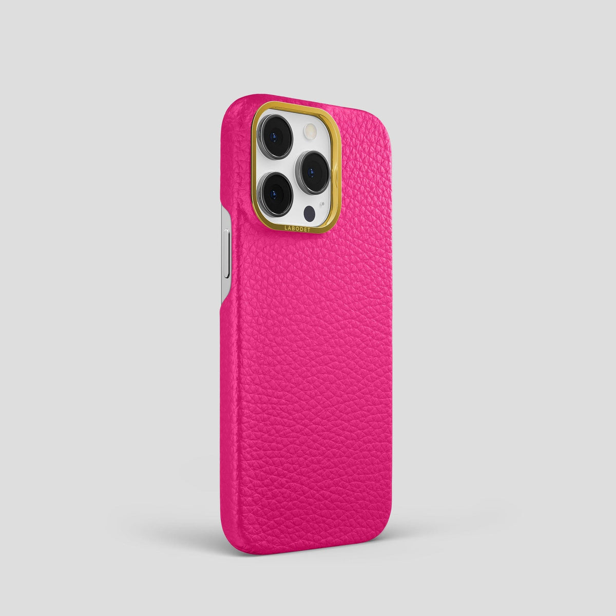 Magenta iPhone 15 Pro Classic Case Calf with Gold Metal -2 | Magenta-Gold