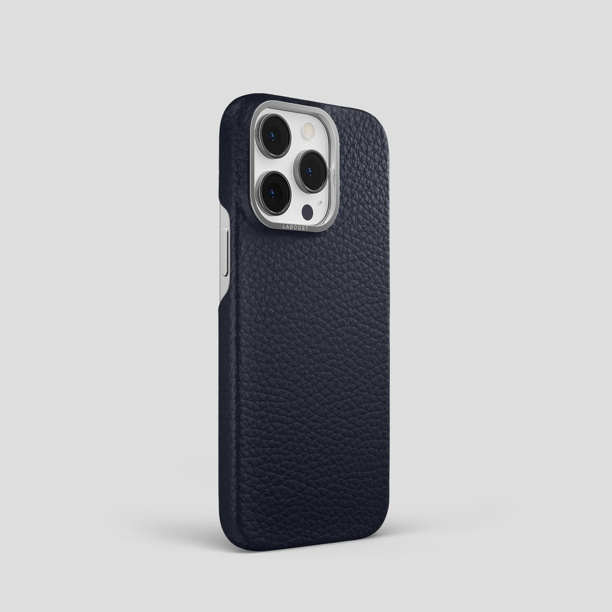 Marine iPhone 15 Pro Classic Case Calf with Steel Metal -2 | Marine-Steel