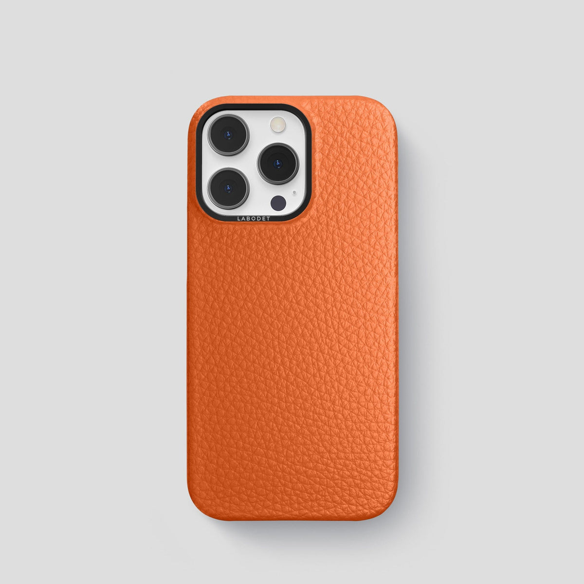 Orange iPhone 15 Pro Classic Case Calf with Black Metal -1 | Orange-Black